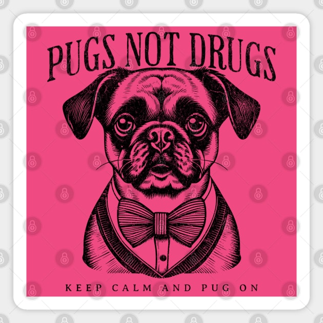 Retro Pug Artwork Grungy Texture Vintage Design Magnet by Tintedturtles